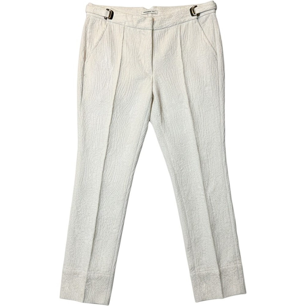 Emerson Fry New York White Textured Jacquard Buckle Waist Trousers Pants Size 2